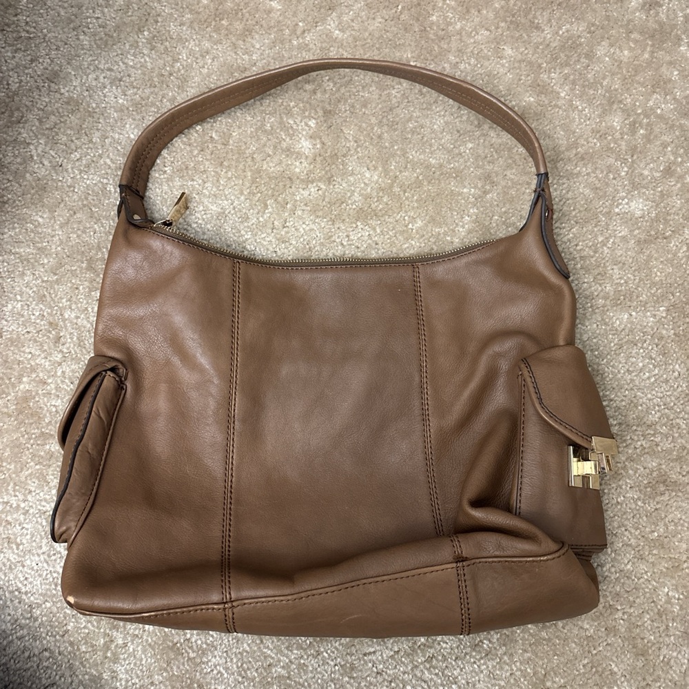 Tommy Hilfiger Brown Leather Shoulder Bag